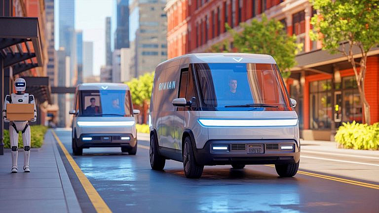 Amazon тестирует роботов-гуманоидов для доставки посылок с электромобилей Rivian. Планы на 100 000 машин к 2030 году.