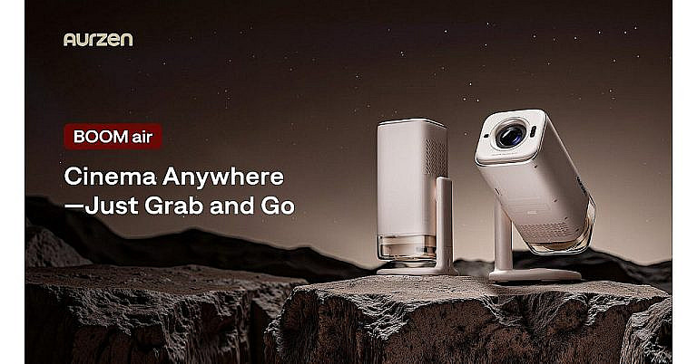 Aurzen BOOM air компактный проектор с Dolby Audio и гибким креплением. Full HD, автофокусировка и Google TV. Идеален для кино и презентаций.