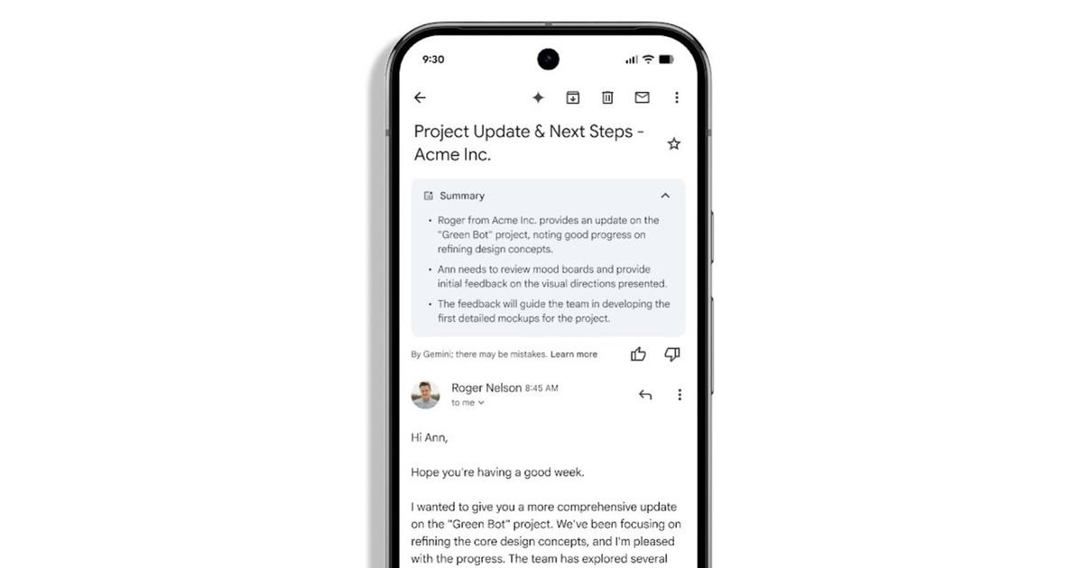 Google внедряет в Gmail ИИ Gemini для автоматического сокращения писем. Пока функция доступна только для англоязычных пользователей Google Workspace.