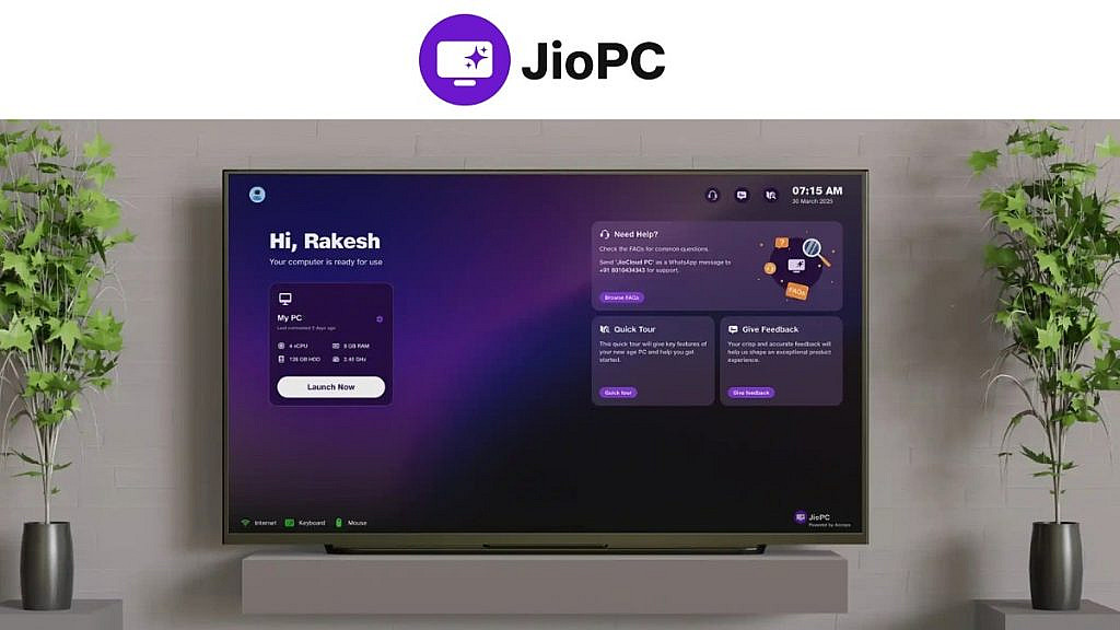 JioPC превращает телевизор в компьютер через облако. Доступен по предзаказу, работает с приставкой Jio за 5499 рупий. Бюджетное решение для Индии.