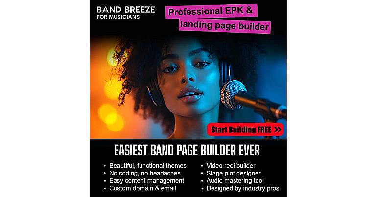 Band Breeze конструктор сайтов для музыкантов без навыков программирования. Профессиональные шаблоны, удобные инструменты и чёткий дизайн.