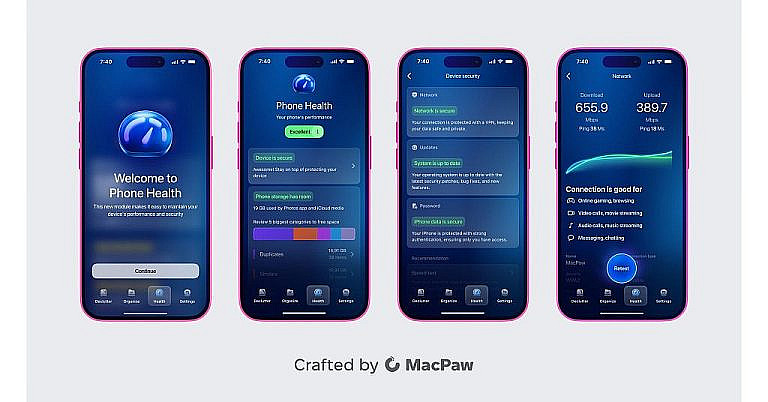 MacPaw обновил CleanMyPhone с модулем Health для оценки состояния iPhone: производительность, безопасность и хранилище.