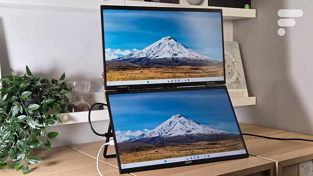 Двойной монитор Acer PD163Q: два 15,6-дюймовых экрана Full HD для работы в дороге. Удобен для кода, текстов и таблиц.