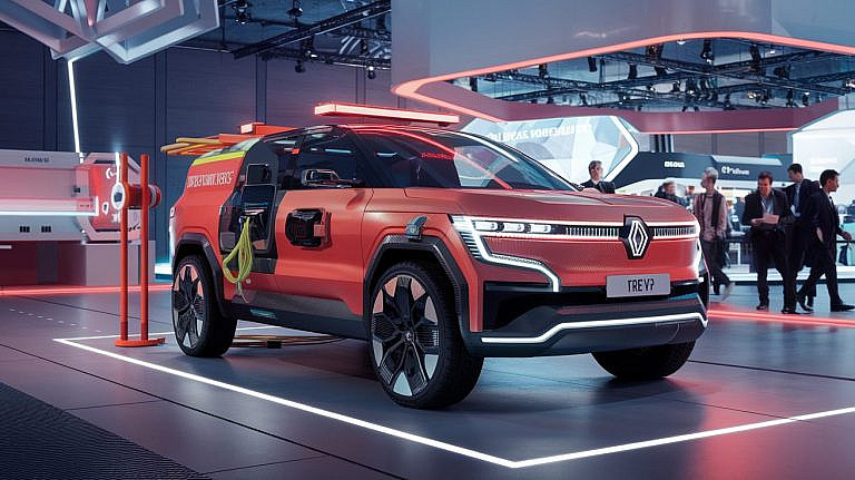 Renault 4 Electric для пожарных: ностальгия и инновации. Электромобиль с запасом хода 350 км, усиленной подвеской и быстрой зарядкой. Экологичное решение для городов.
