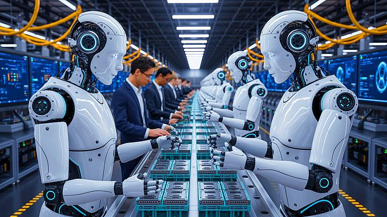 Foxconn и Nvidia внедряют гуманоидных роботов для сборки серверов ИИ, что ускорит производство и снизит затраты. Новый стандарт в индустрии?