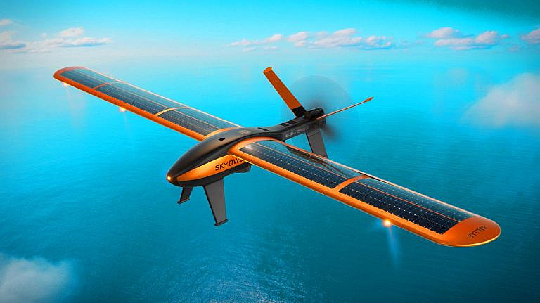 Skydweller дрон на солнечной энергии с автономностью до 90 дней. Размах крыльев 72 м, ИИ и радар AirMaster S для мониторинга.