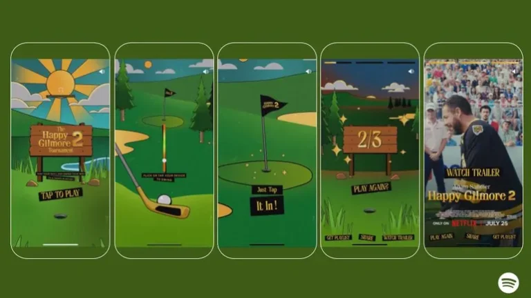 Spotify и Netflix запустили интерактивную игру The Happy Gilmore 2 Tournament в приложении Spotify. Аудио-гейминг с персонализированным плейлистом и пасхалками.