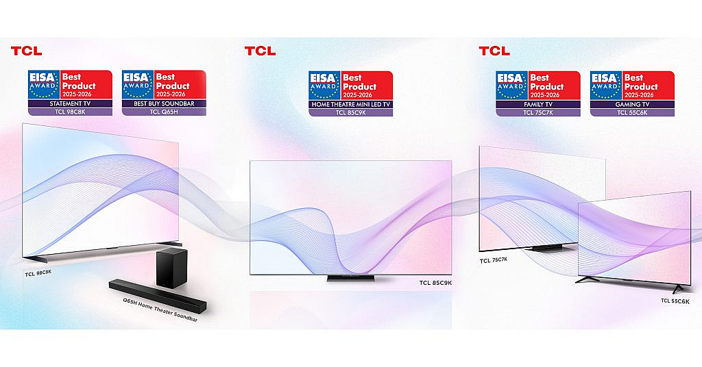 TCL получил 5 наград EISA 2025-2026 за инновационные телевизоры и саундбар с передовыми технологиями Mini LED и аудио.