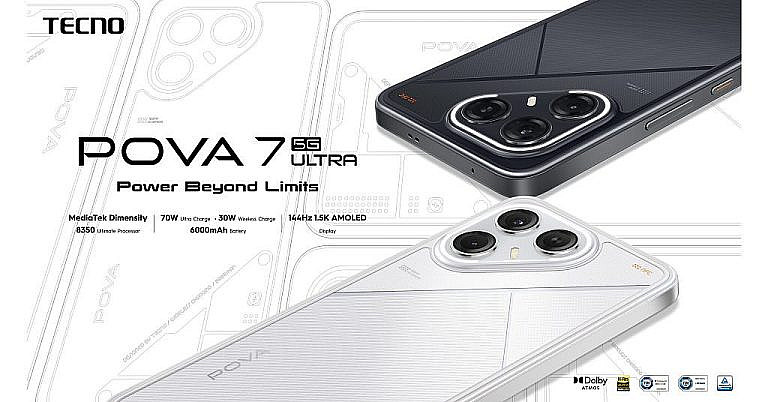 Новые смартфоны TECMO POVA 7 с мощными процессорами, 144 Гц экраном и AI-функциями. Флагман POVA 7 Ultra 5G с батареей 6000 мАч.