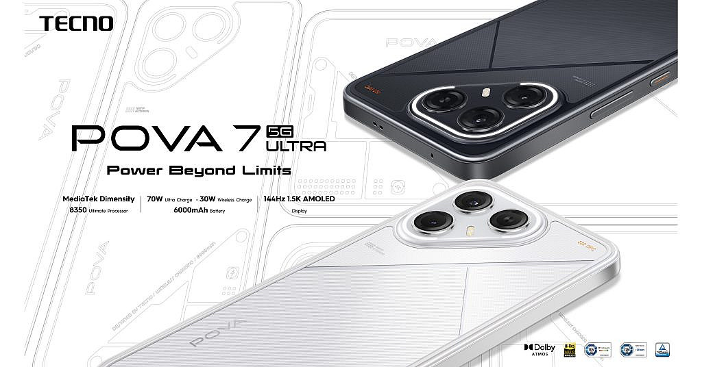 Новые смартфоны TECMO POVA 7 с мощными процессорами, 144 Гц экраном и AI-функциями. Флагман POVA 7 Ultra 5G с батареей 6000 мАч.