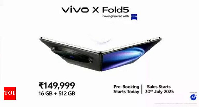 Vivo X Fold 5 в Индии: складной смартфон с 6000 мАч батареей, тройной камерой Zeiss и Snapdragon 8 Gen 3 за 149 999 рупий.