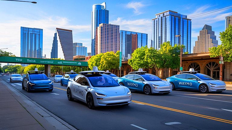 Битва Waymo и Tesla за рынок беспилотных такси в Остине: расширение зон, конкуренция и будущее автономного транспорта.