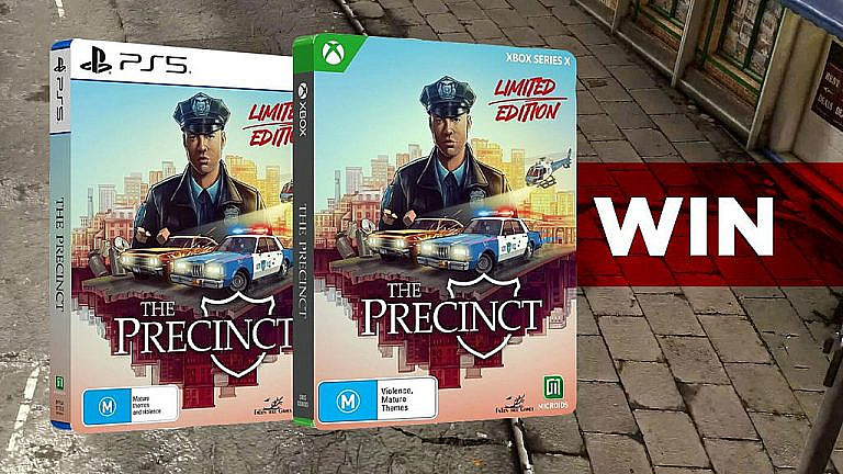 The Precinct неон-нуарный симулятор полицейского в Averno City 1983 с открытым миром. Limited Edition на PS5Xbox Series XS включает карту, саундтрек и стилбук.